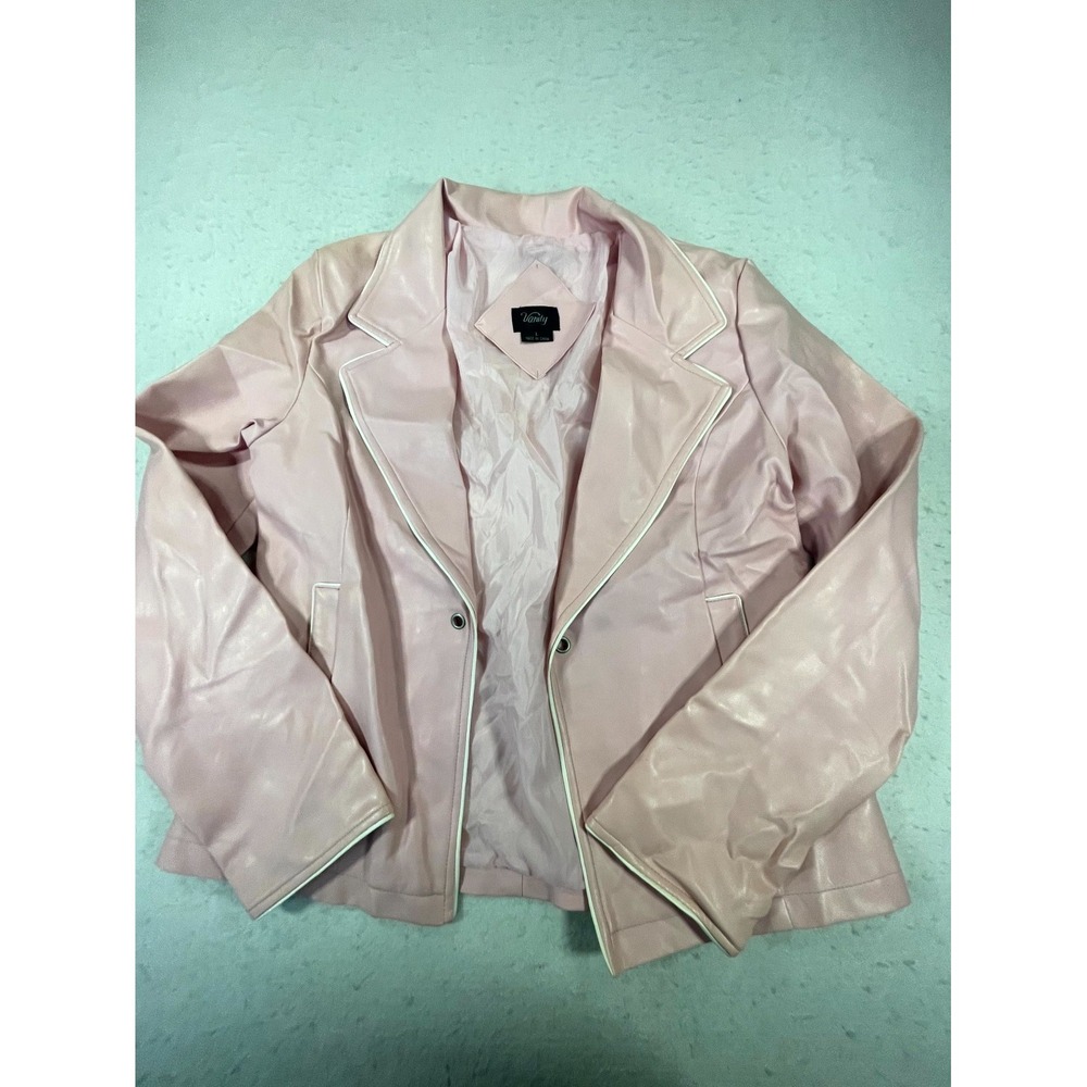 Vanity Blazer‎ Jacket Womens Large Pink Lined Single Breasted Notch Lapel Formal